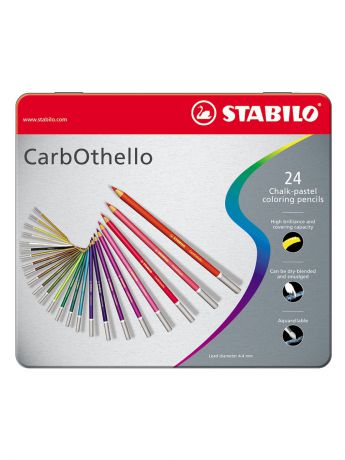 Карандаши Stabilo STABILO CarbOthello набор карандашей пастельных 24цв, в металлическом футляре