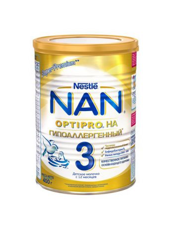 Заменители грудного молока NAN Смесь сухая молочная NAN Гипоаллергенный 3, с 12 месяцев, 400г