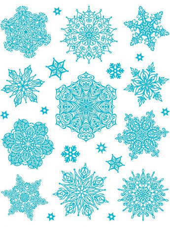 Наклейки интерьерные Яркий Праздник Наклейка для декора "Снежинки голубые 4"