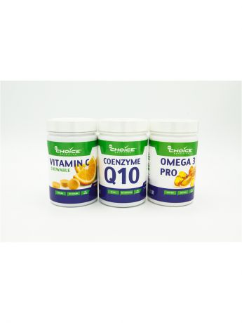 Витаминные комплексы MyChoice Nutrition Набор витаминов MyChoice: Coenzyme Q10 + Omega 3 PRO 1000 mg + Vitamin C