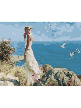 Наборы для рисования Цветной Картины по номерам Девушка на фоне моря