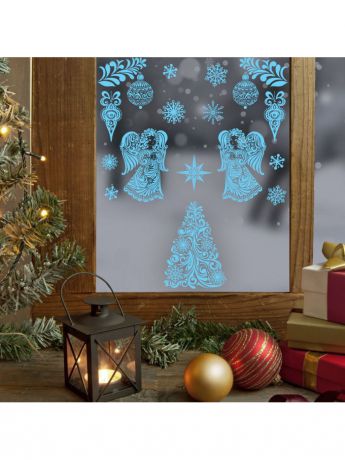Наклейки интерьерные Новогодняя ярмарка Наклейки на окно "Ангелы"