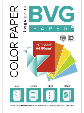 Цветная бумага ИД ЛИТЕРА Цветная бумага ИД Литера BVG 100  радуга  5 цветов.Интенсив