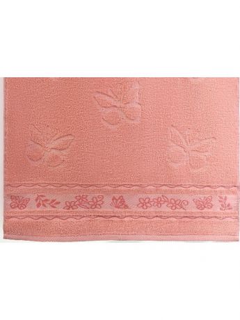 Полотенца банные Aquarelle Полотенце AQUARELLE  для лица, 50*90см, Коллекция Бабочки цвет розово-персиковый