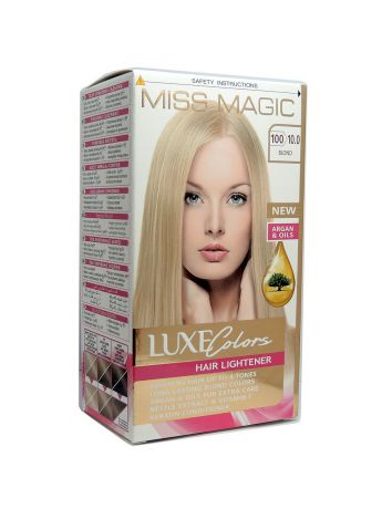 Краски для волос Miss Magic Стойкая краска для волос MISS MAGIC LUXE COLORS 100/10.0, блонд 118 г