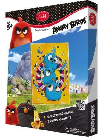 Наборы для поделок Делай с мамой Роспись по холсту "Синие птички" 18x24 см Angry Birds