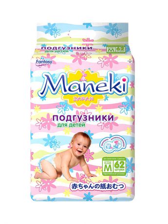Подгузники детские Maneki Подгузники  , Размер M, 6-11 Кг, 62 Шт/Упак