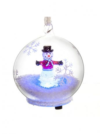Сувениры Glory Design Шар с LED подсветкой "Снеговик" диаметр 10 см
