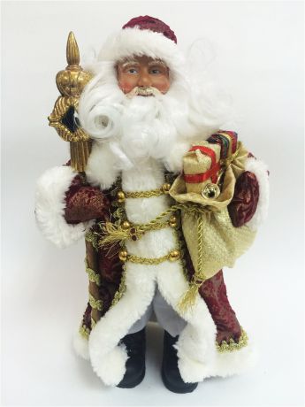 Фигурки Magic Time Новогодняя фигурка Дед Мороз в бордовом костюме из пластика и ткани / 30 арт.75904