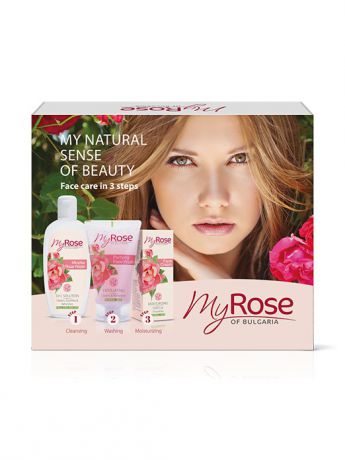 Косметические наборы для ухода Lavena Подарочный набор My Rose (Мицеллярная  вода+Очищающий гель +Увлажняющий крем для лица)