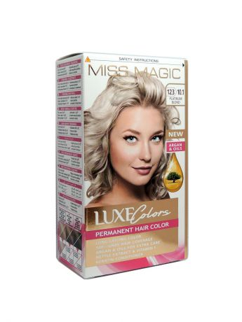 Краски для волос Miss Magic Стойкая краска для волос MISS MAGIC LUXE COLORS 123/10.1, платиновый блондин 108 г