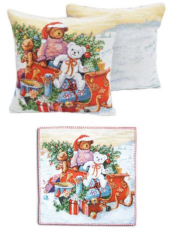 Подушки декоративные Якимок Подарочный набор из гобелена- декоративная подушка и салфетка "Новогодние подарки"