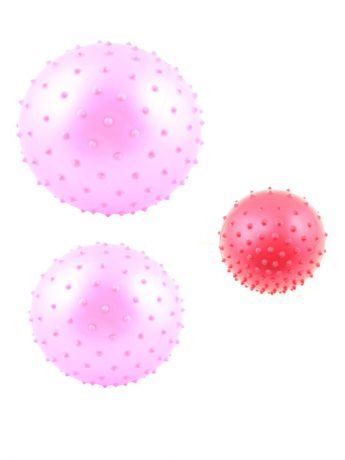 Мячики Радужки Набор из 3-х  массажных мячей, красный 10 см., розовый 14 см., розовый 18 см.
