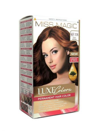Краски для волос Miss Magic Стойкая краска для волос MISS MAGIC LUXE COLORS 107/7.75, светло каштановый 108 г