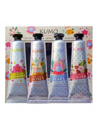 Кремы KUMO Набор Kumo кремов для рук Cherry Blossom, 30 г + Honey, 30 г + Pearl, 30 г + Almond, Gotaiyo