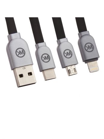 Кабели Liberty Project Кабель USB WK 3 в 1 Platinum WDC-010 Apple 8 pin/Micro USB/USB Type-C (черный)