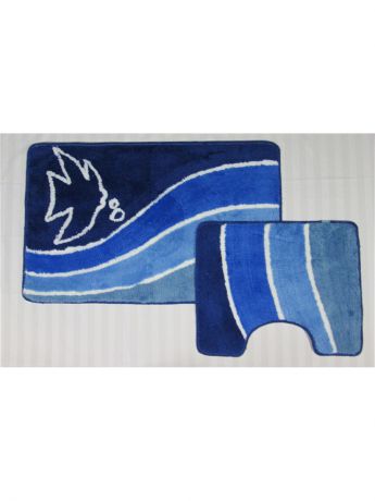 Коврики для ванной Mr.Penguin Комплект ковриков РЫБА 80*50&40*50  голубой
