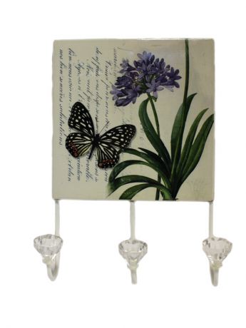 Сувениры Aroma-Garden Ключница-вешалка 15*15см.3кр. бабочки, сиреневый цветок