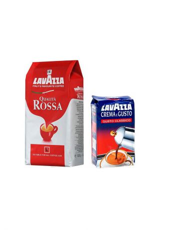 Кофе Lavazza Rossa зерно 500гр и crema e gusto молотый