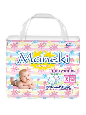 Подгузники детские Maneki Подгузники  Мини, Размер S, 4-8 Кг, 26 Шт/Упак