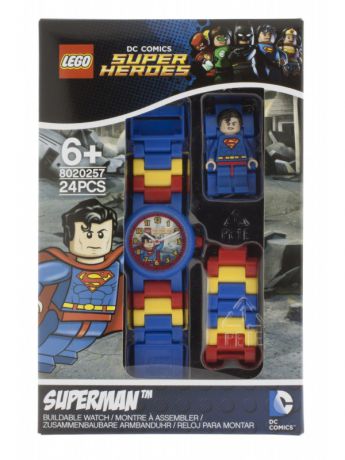 Часы наручные Lego. Часы наручные аналоговые LEGO Super Heroes с минифигурой Superman на ремешке