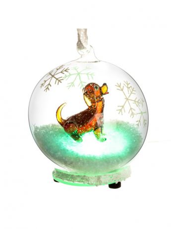 Сувениры Glory Design Шар с LED подсветкой "Веселый пёс" диаметр 10 см