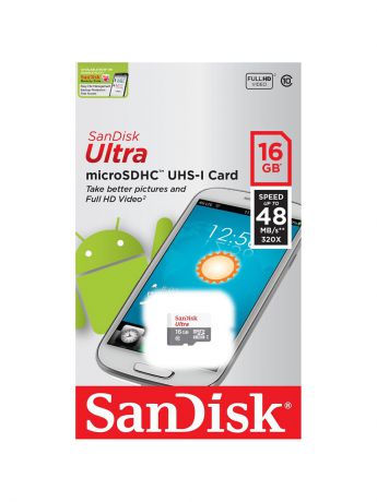 Карты памяти Sandisk Карта памяти  Ultra microSD 16Gb Class 10 Android UHS-1