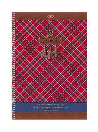 Тетради Hatber Тетрадь 100 листов А4 формат обложка с карманом клетка на спирали-Шотландка