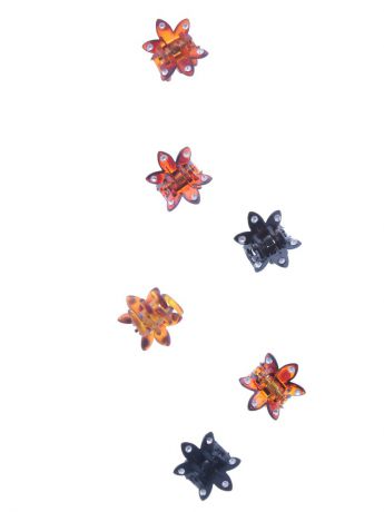 Крабы Радужки Заколки для волос, крабики - цветочки со стразами, 1,5см., набор 6 штук