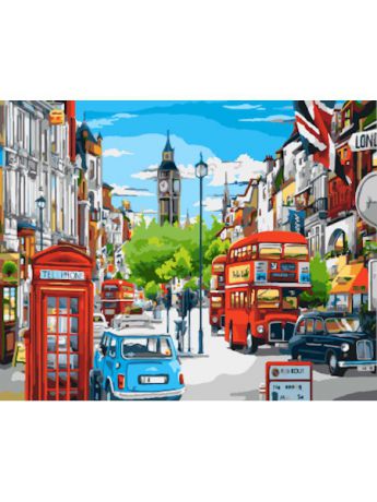 Наборы для рисования Цветной Раскраски по номерам Лондонская улица в ярких красках