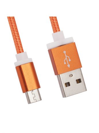 Кабели Liberty Project Кабель USB "LP" Micro USB оплетка и металл. разъемы в катушке 1,5 метра (оранжевый)