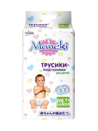 Подгузники детские Maneki Подгузники-Трусики , Размер M, 6-11 Кг, 56 Шт/Упак