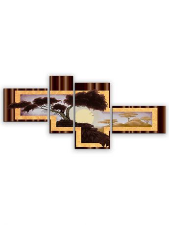 Картины Картиномания Модульная картина ПЕЙЗАЖ АФРИКИ артикул АРТ-М712S размер 90 х 40 см - 4 модуля