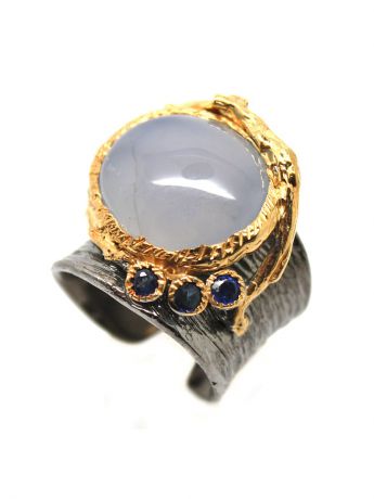 Ювелирные кольца KARMONIA Авторское серебряное кольцо сапфирином и сапфиром.