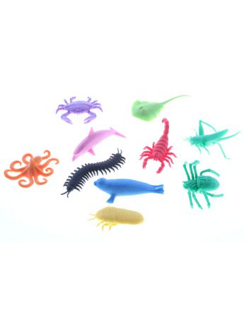 Фигурки-игрушки Радужки Набор силиконовых животных "Водный мир и насекомые", набор из 10-и шт., в ассорт.