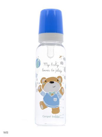 Бутылочки для кормления Canpol babies Бутылочка тритановая (BPA 0%) с сил. сосокй, 250 мл. 12+ Sweet fun, цвет: голубой