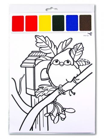 Раскраски Kribly Boo Набор для раскрашивания акварелью "Птичка", с кисточкой