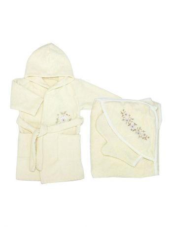 Халаты банные ОСЬМИНОЖКА Комплект в коробке для девочки: халат с кап. и полотенце