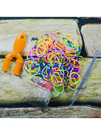 Наборы для поделок Loom Bands Набор резинок для плетения 2400 резинок крючек рагатка S-зажим