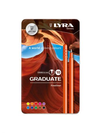 Фломастеры Fila. LYRA GRADUATE FINE LINER Цветные линеры 10 цв.