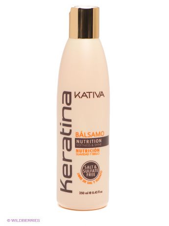 Бальзамы Kativa Укрепляющий бальзам-кондиционер с кератином Kativa для всех типов волос KERATINA, 250 мл