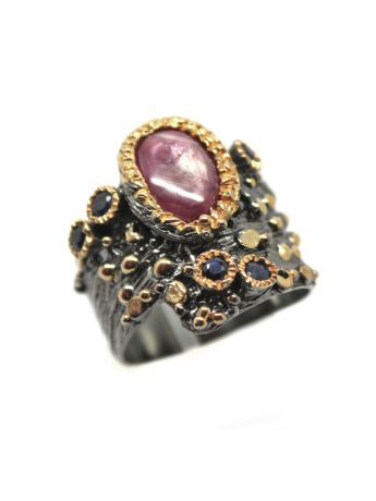 Ювелирные кольца KARMONIA Авторское серебряное кольцо с камнями: рубин, сапфир.