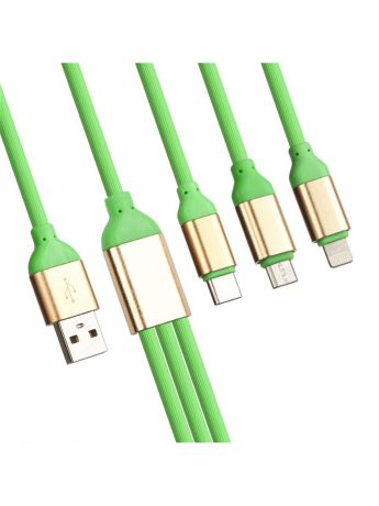 Кабели Liberty Project Кабель USB "LP" 3 в 1 для подзарядки Apple 8 pin/MicroUSB/USB Type-C силиконовый (зеленый/европакет)