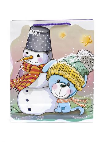 Подарочная упаковка VELD-CO Набор из 12 Пакетов Веселый снеговик, 26х32х10  см