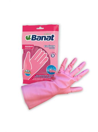 Перчатки хозяйственные Banat Перчатки хозяйственные латексные удлиненные, розовые, размер L (9)