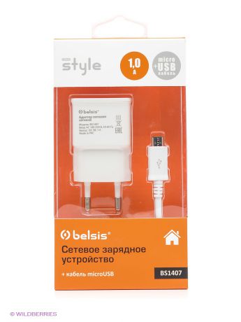 Зарядные устройства Belsis Сетевое зарядное устройство 1 USB, 1 A, дата-кабель microUSB, белый