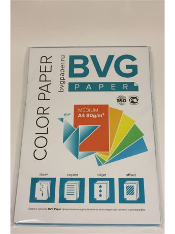 Цветная бумага ИД ЛИТЕРА Цветная бумага ИД Литера BVG 100 голубая.Медиум.