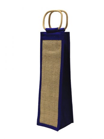 Подарочная упаковка DAVANA Сумочка джутовая синяя на 1 бут