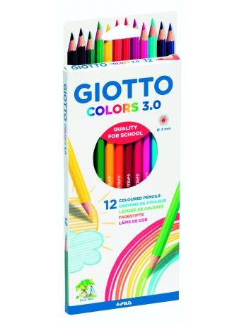 Карандаши Fila. GIOTTO COLORS 3.0 Цветные деревянные карандаши, 12шт.