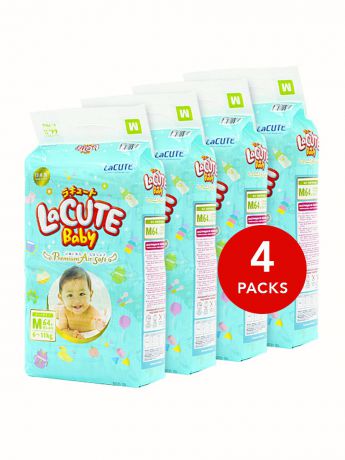 Подгузники детские LaCUTE baby Подгузники LaCUTE Baby Premium Air Soft M (6-11 кг) 64 шт.- мегаупаковка (4 уп.)